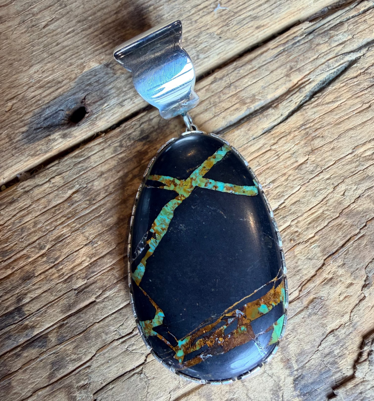 Black Jack Turquoise/Sterling Silver Pendant - PSW53