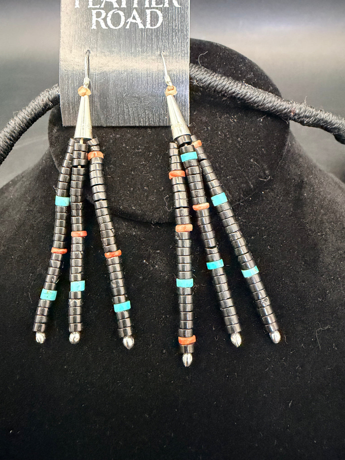 Black Jaclaw Set-Multi Strand Necklace & Earrings - NMT8