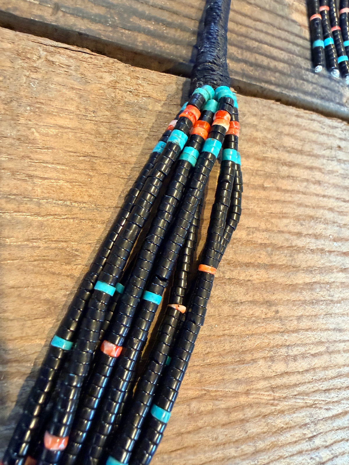 Black Jaclaw Set-Multi Strand Necklace & Earrings - NMT8