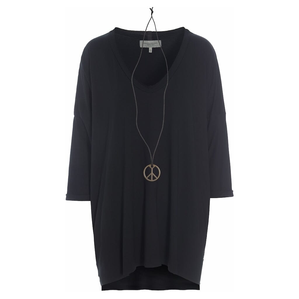 Black Jersey V-Neck Top - Henriette Steffensen - 96078B