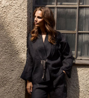 Black Kimono Hemp Jacket - Henriette Steffensen - 87000B