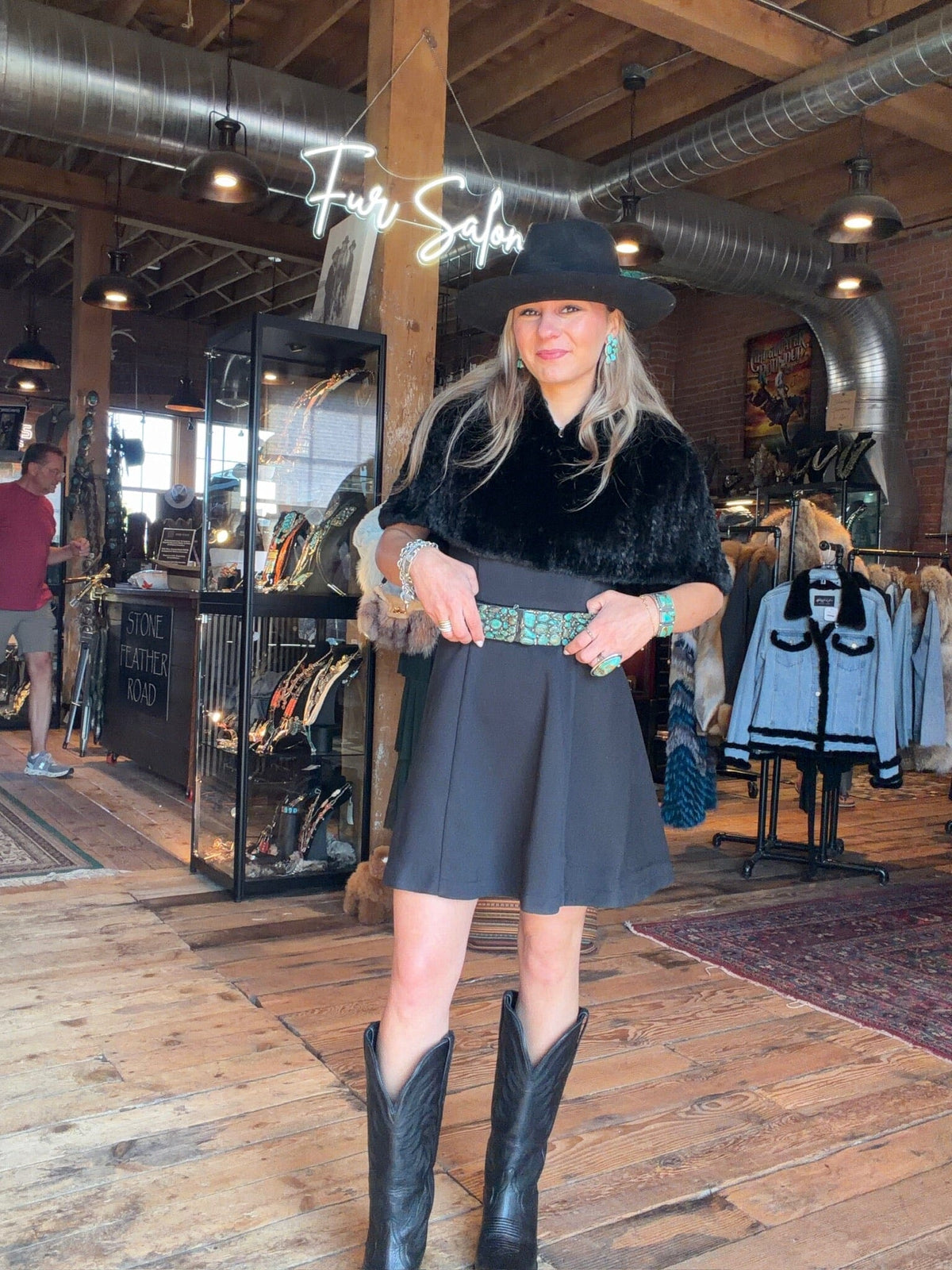 Black Knit Mink Cape/Shrug - MARJ-CE
