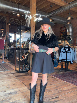 Black Knit Mink Cape/Shrug - MARJ-CE
