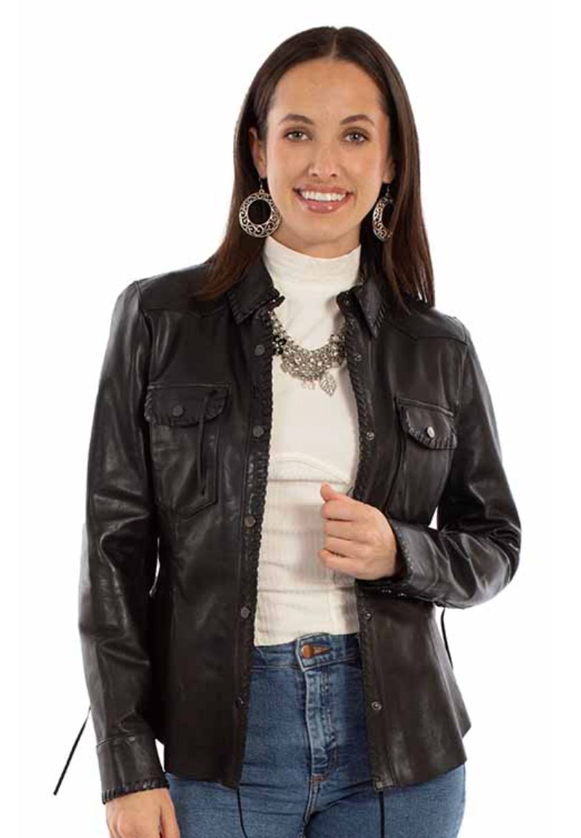 Black Leather Shirt/Jacket - Scully - L