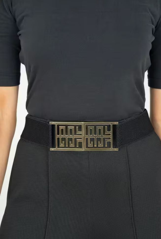 Black Logo Stretch Belt - EM1055