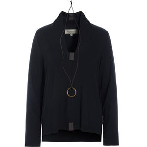 Black Long Sleeve V-Neck Blouse - 96106B