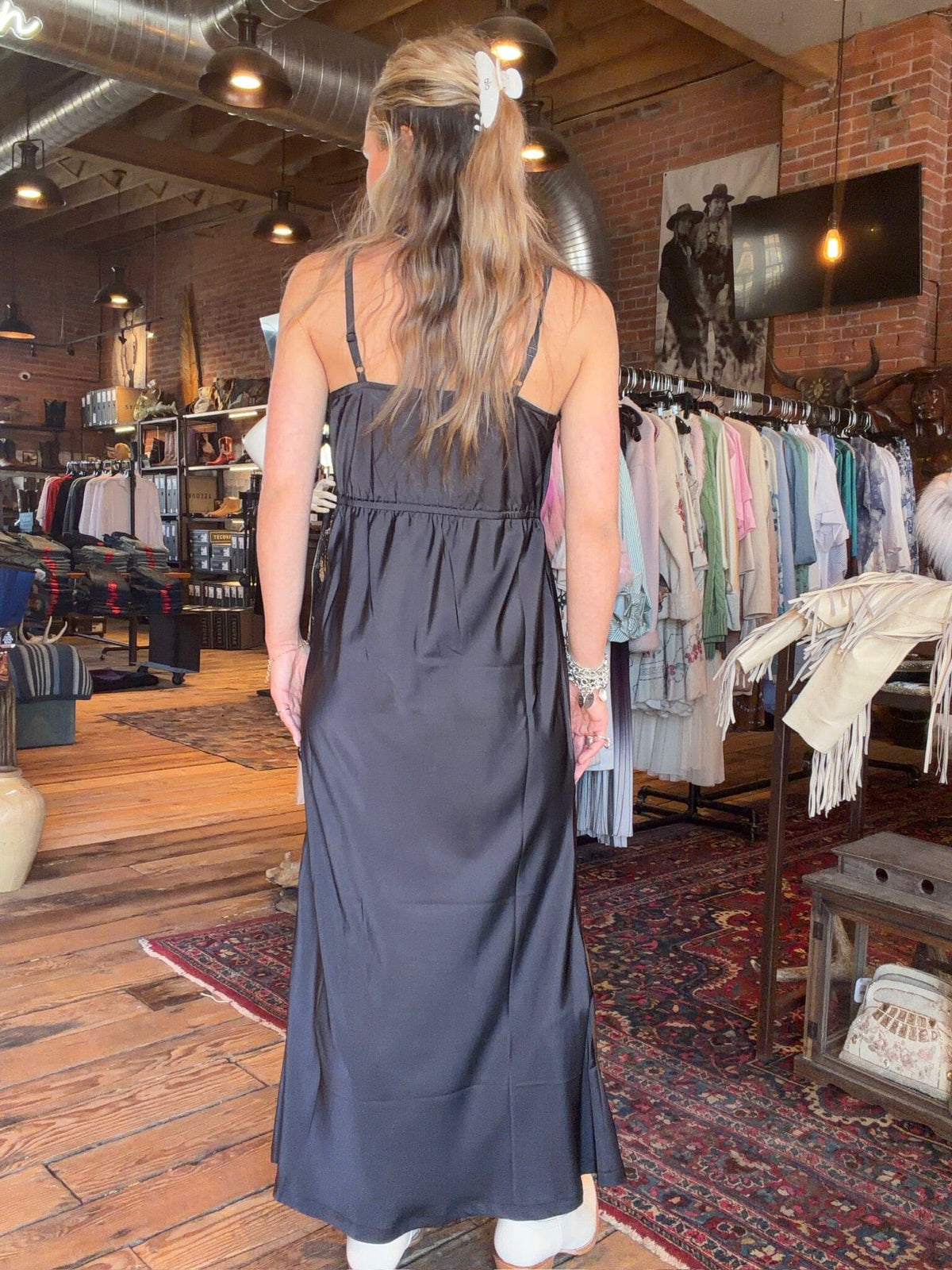 Black Maxi Slip Dress/Horses - 4746BB