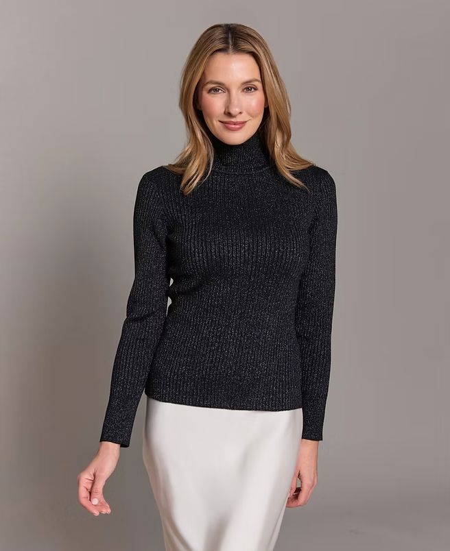 Black Merino/Lurex T-Neck Sweater - AL2018