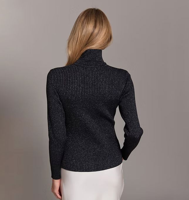 Black Merino/Lurex T-Neck Sweater - AL2018