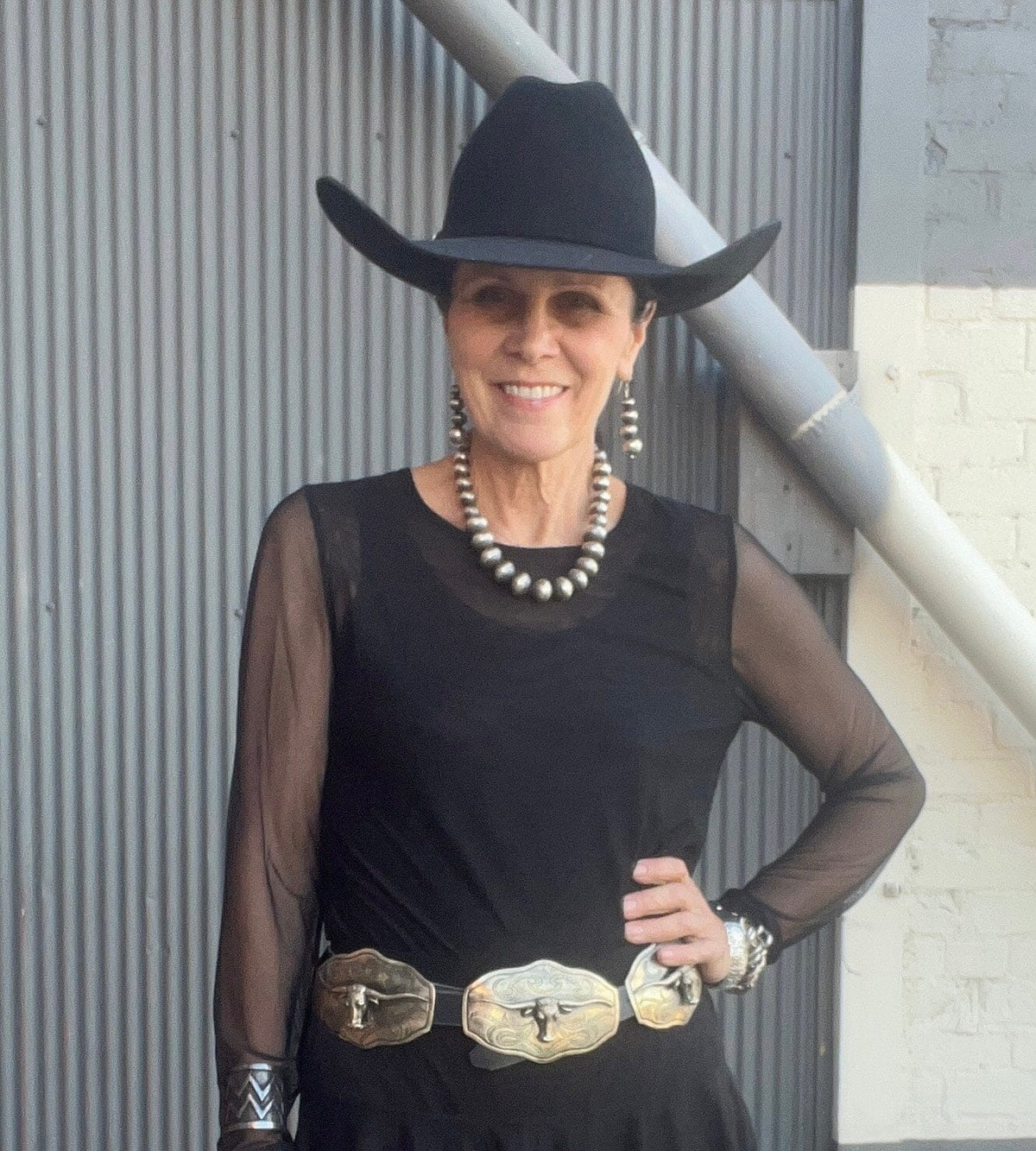 Black Mesh Long Sleeve Crew - 4593BK