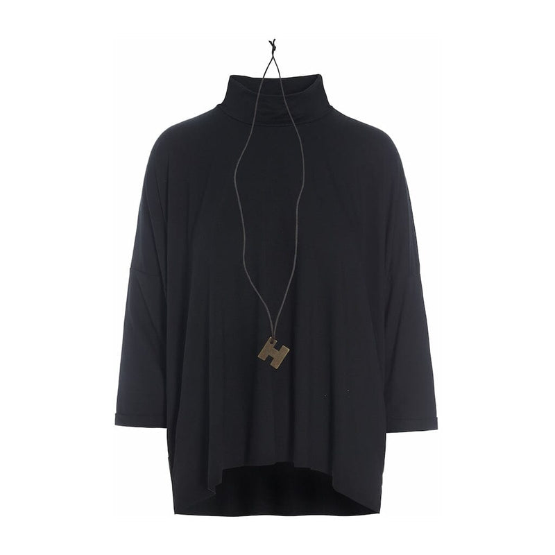 Black Mock Jersey Top - Henriette Steffensen - 96100B