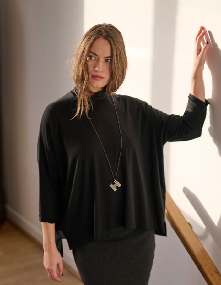 Black Mock Jersey Top - Henriette Steffensen - 96100B