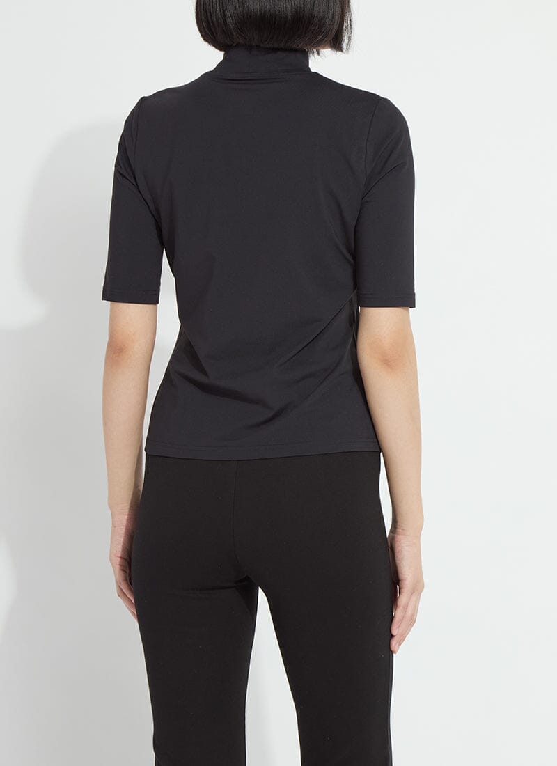 Black Mock Neck Half Sleeve Top - LY3949B