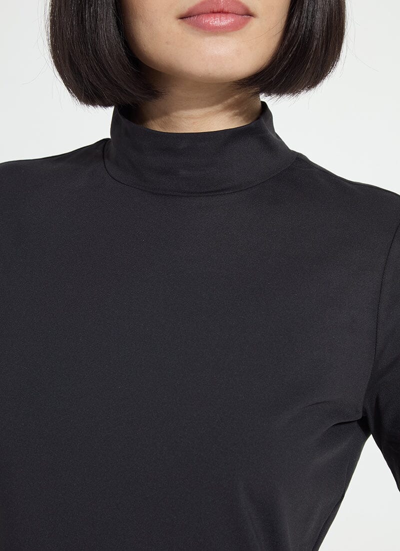 Black Mock Neck Half Sleeve Top - LY3949B