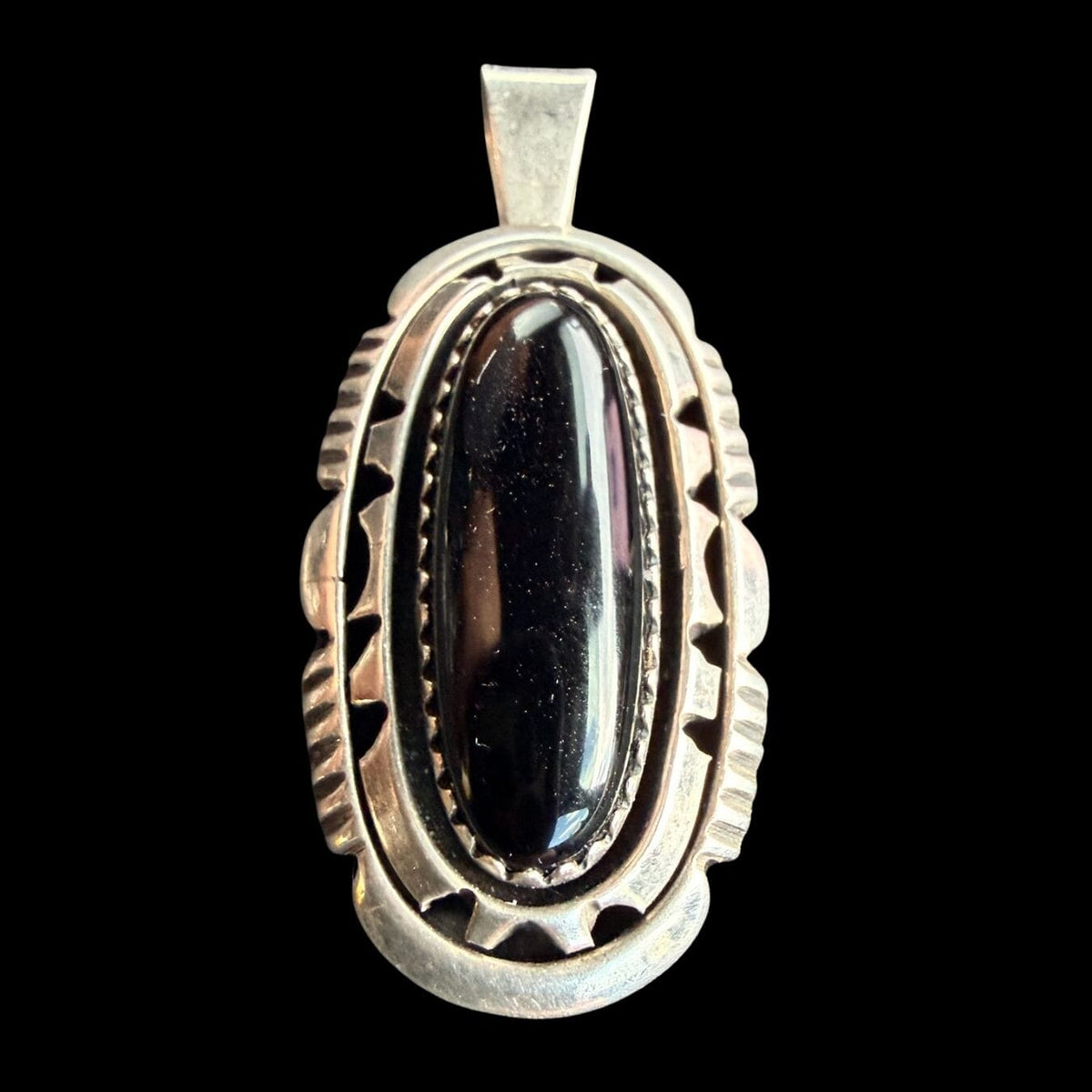 Black Onyx and Sterling Pendent - PMH51