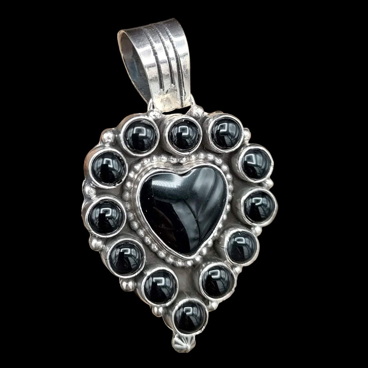 Black Onyx Heart Pendant by Rena Shelly - PSW49