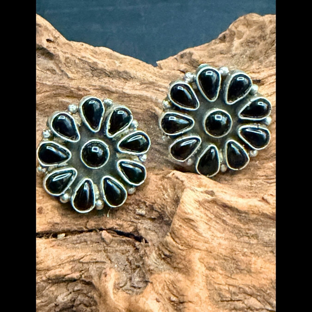Black Onyx Squash Blossom & Earring Set - SQPD1