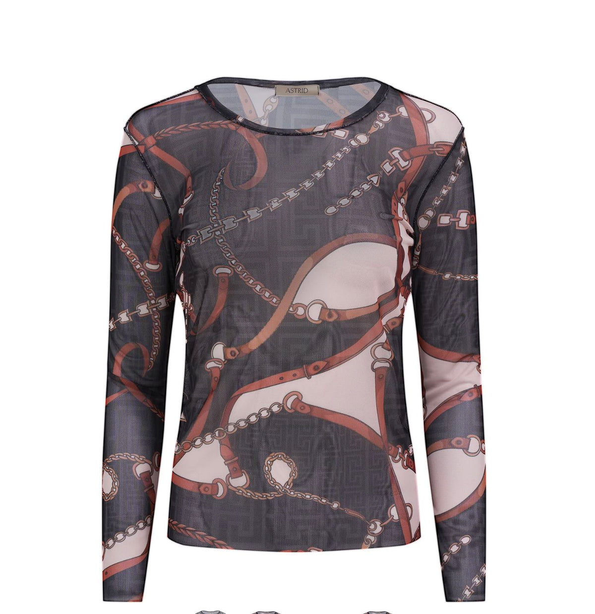 Black Print Hermes Mesh Top - 31366B