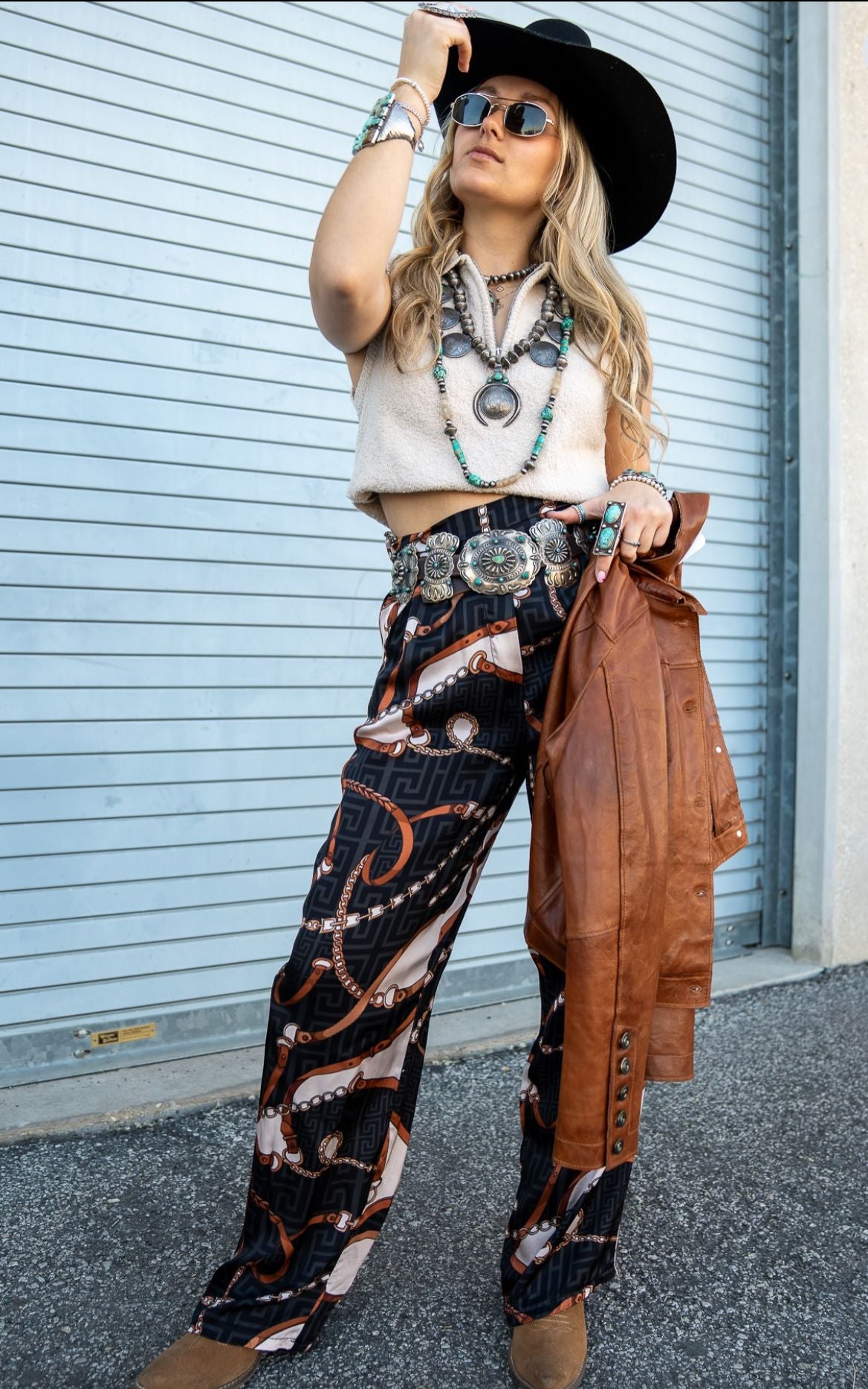 Black Print Hermes Pant - 31581B