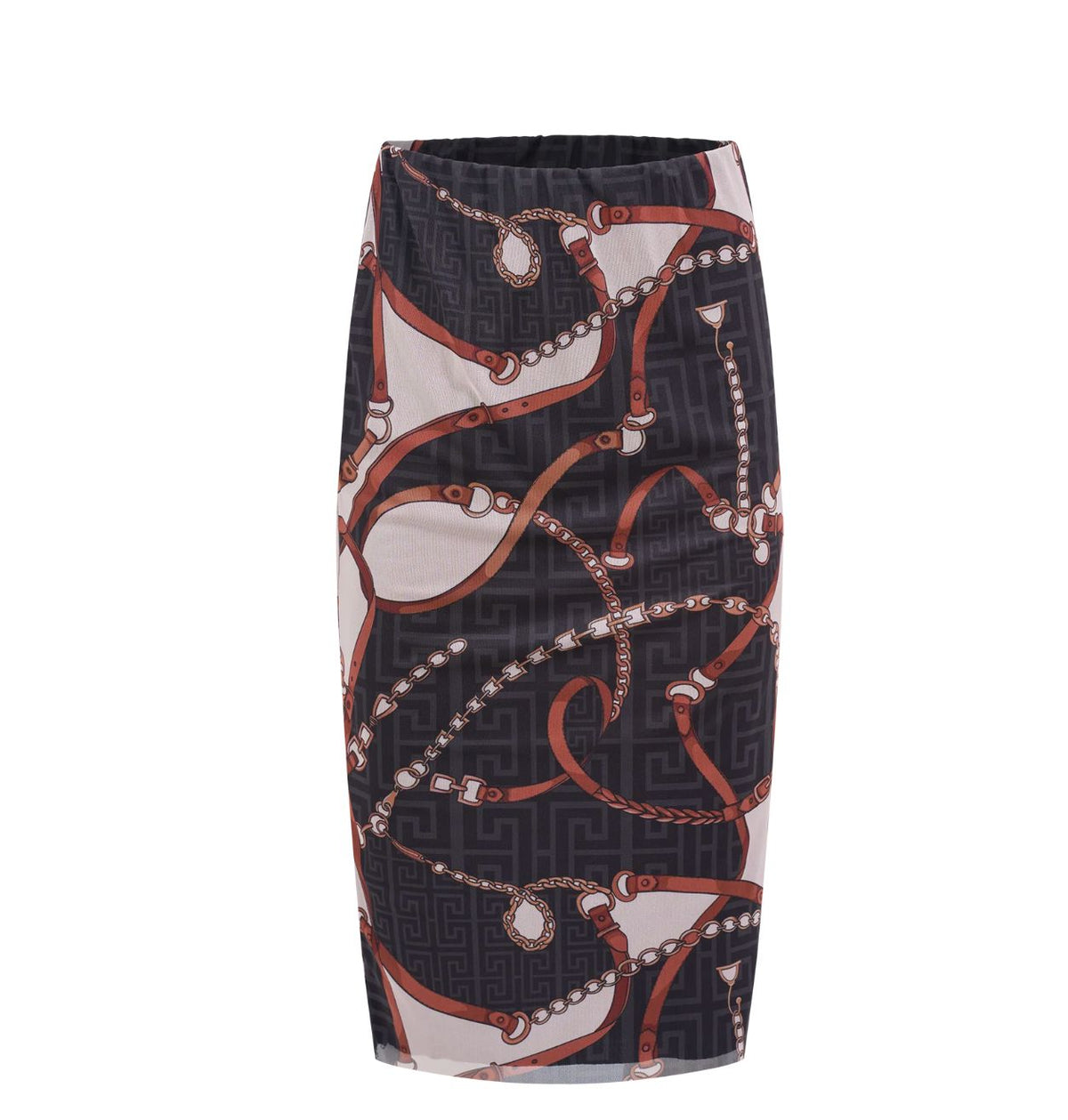 Black Print Hermes Skirt - 31586B
