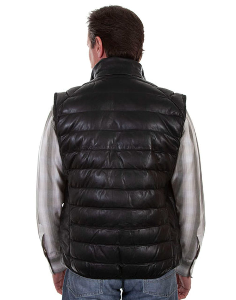 Black Quilted Leather Vest - 619B