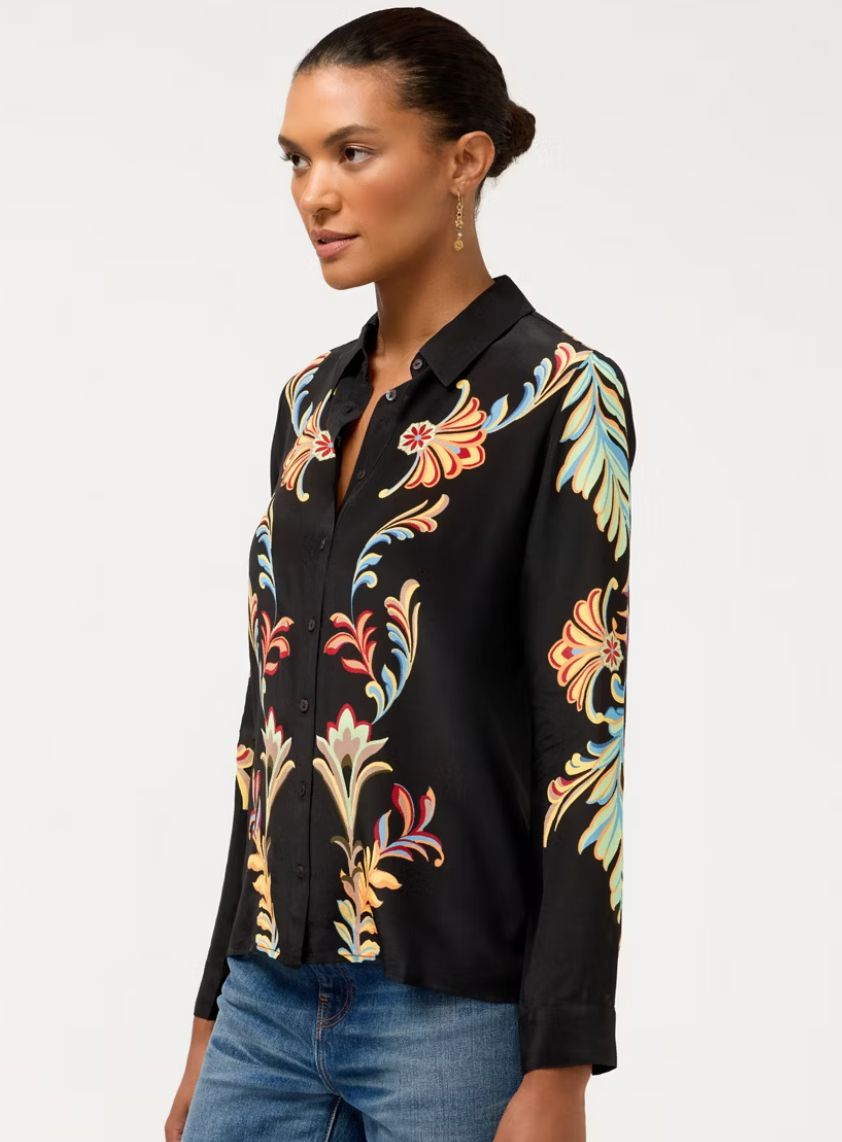 Black Silk Embroidered Blouse - 19726