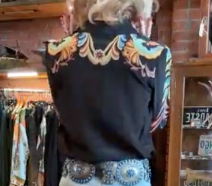 Black Silk Embroidered Blouse - 19726