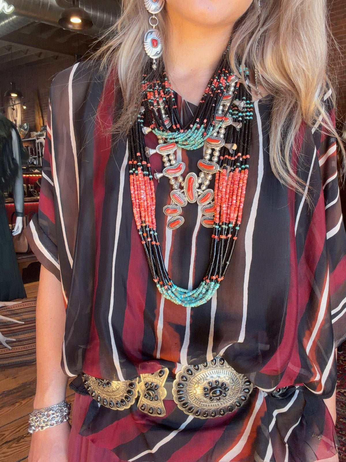 Black Stripe Kaftan - 7193VS-BK