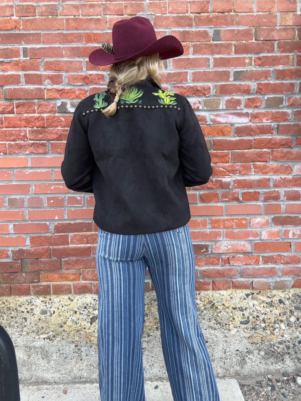 Black Suede Embroidered Western Jacket - 74AD