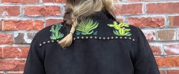 Black Suede Embroidered Western Jacket - 74AD
