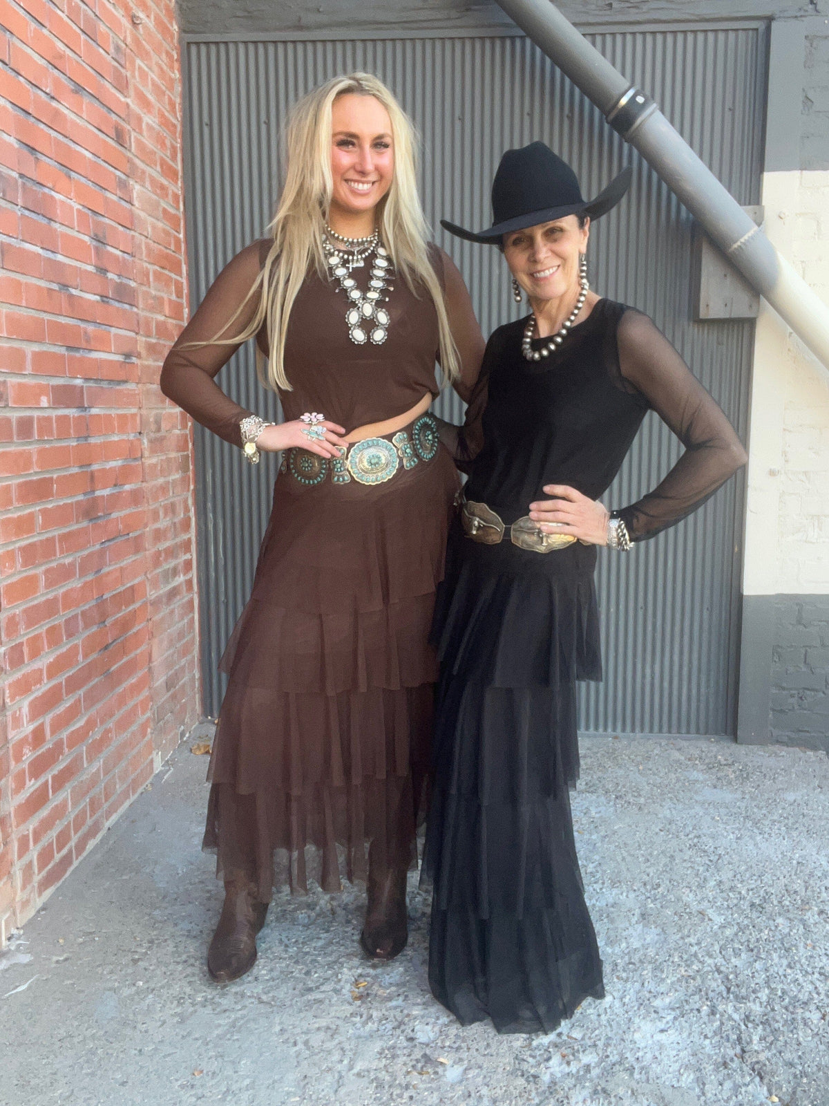 Black Tiered Mesh Maxi Skirt - 4690BK