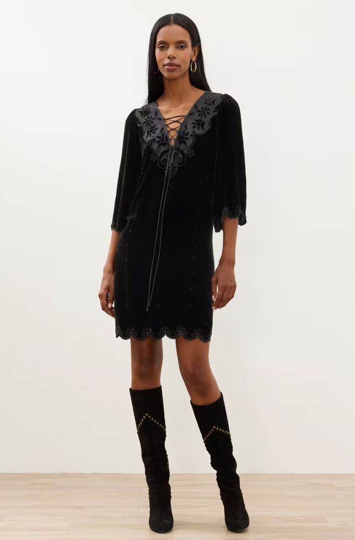 Black Tulsa Lace Up Mini Dress - 32526