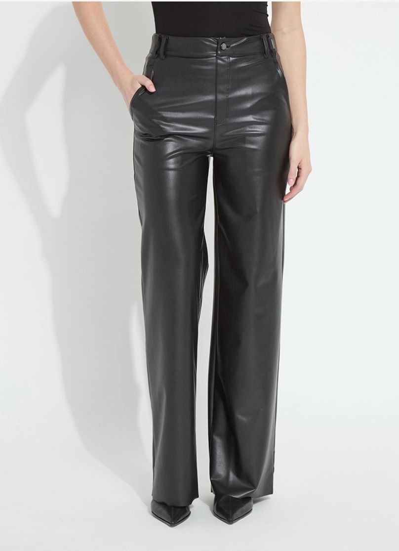Black Vegan Leather Trouser - LY3977B