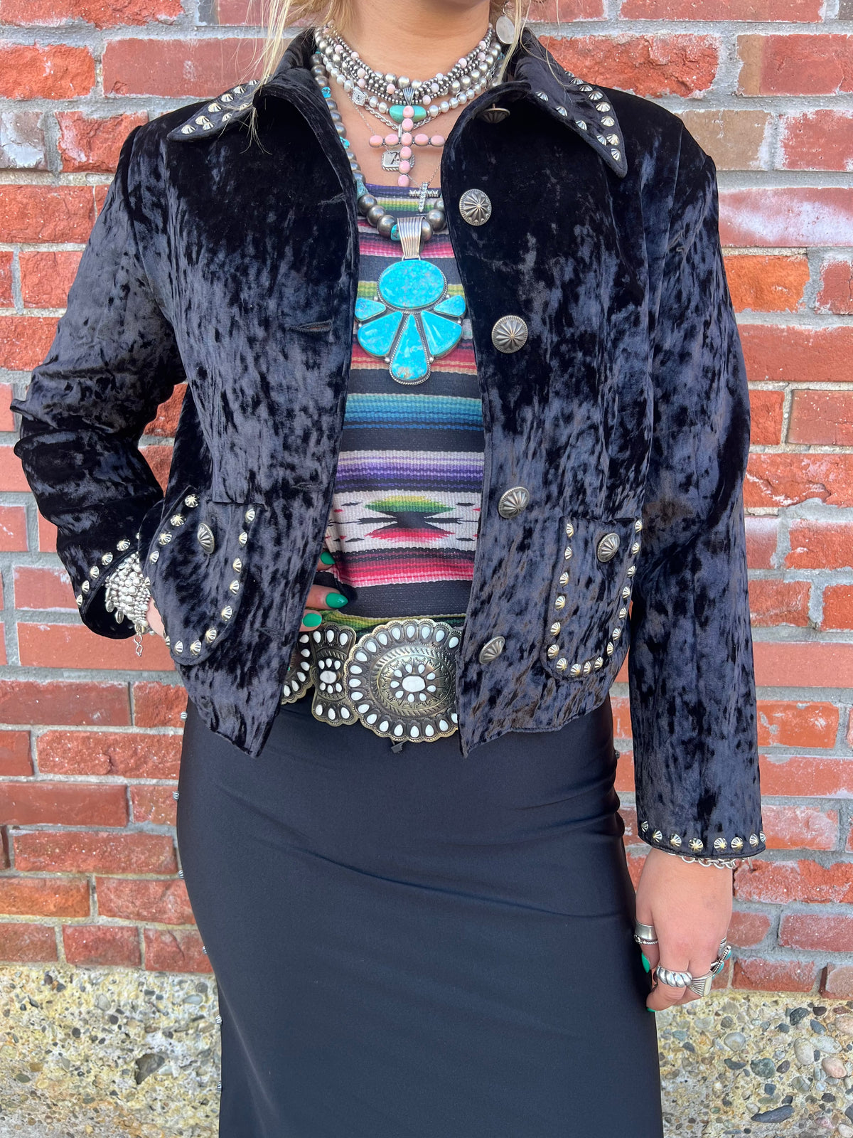 Black Velvet Studded Jacket - 10AD