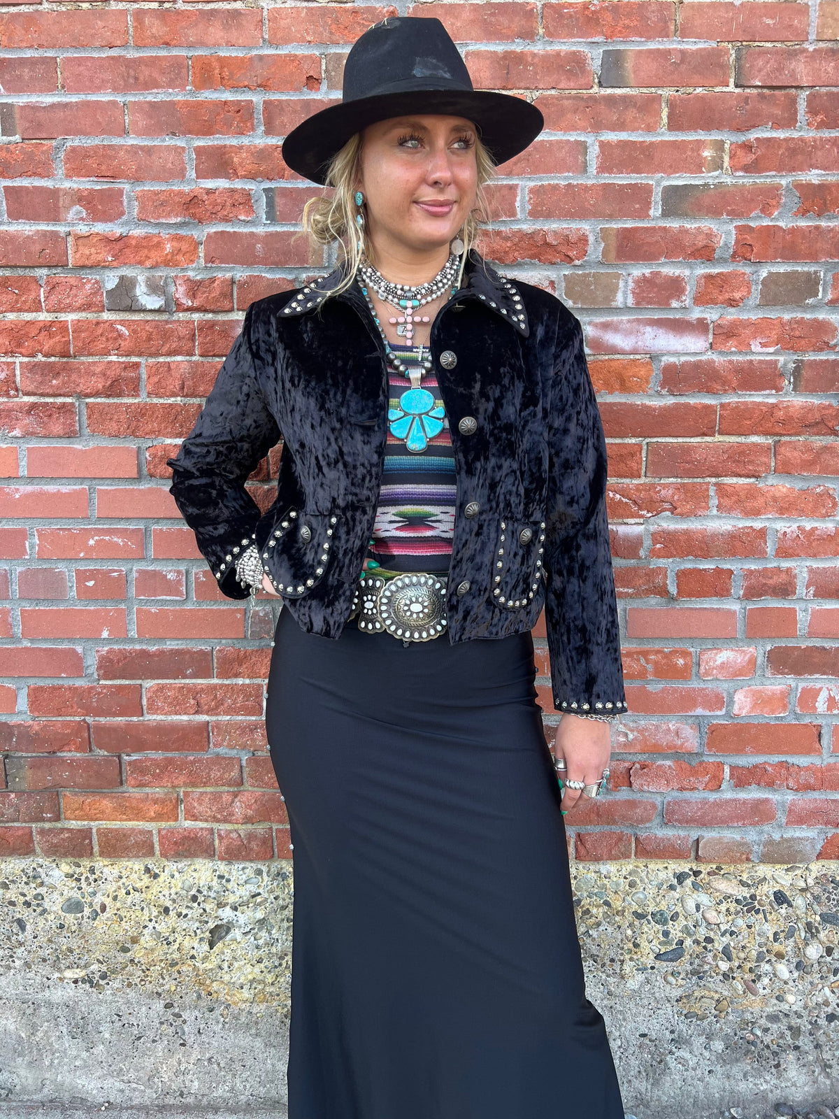 Black Velvet Studded Jacket - 10AD