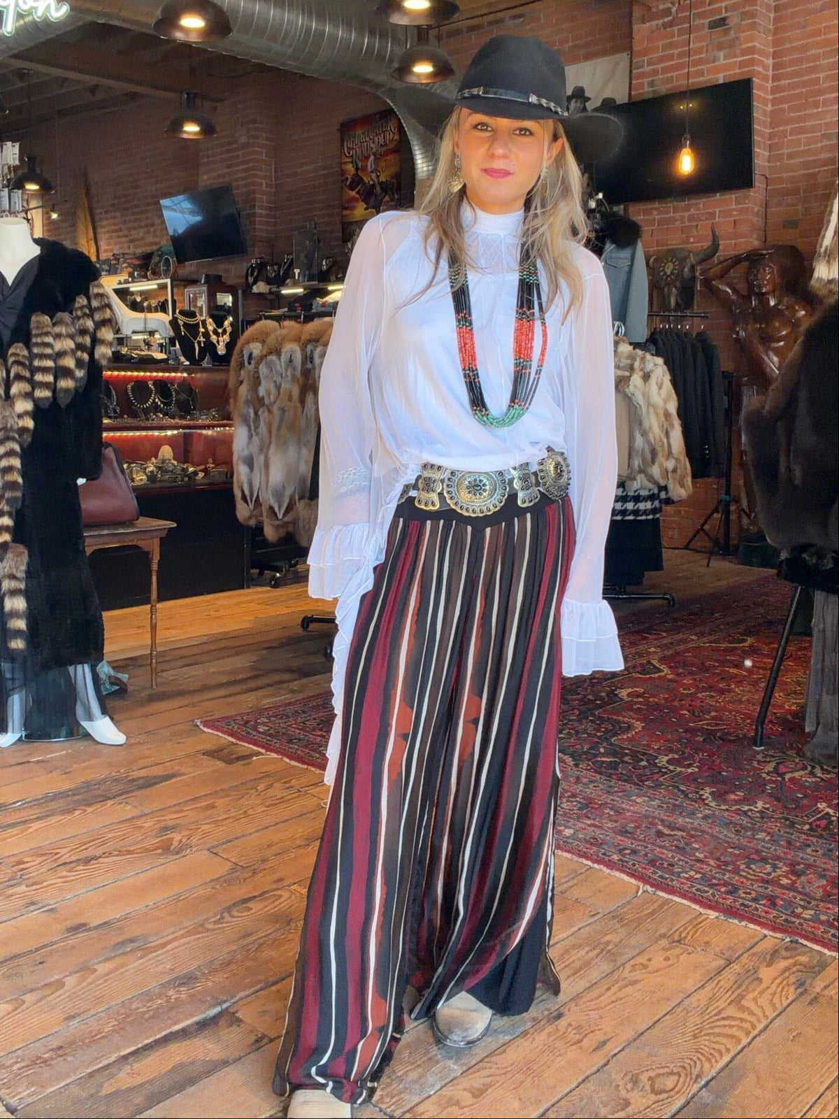 Black Vertical Stripe Palazzo Pant- 2184VS