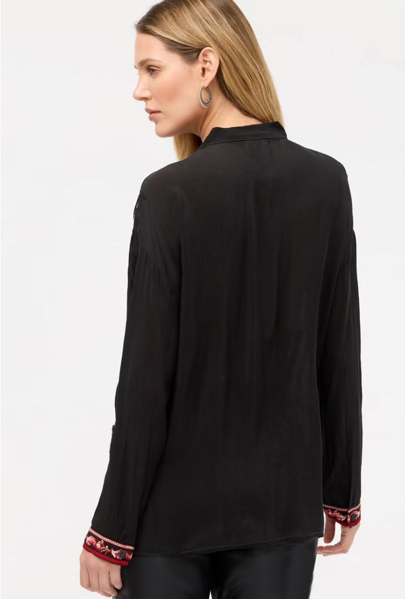 Black/Embroidered Slim Audrey Blouse - C18325
