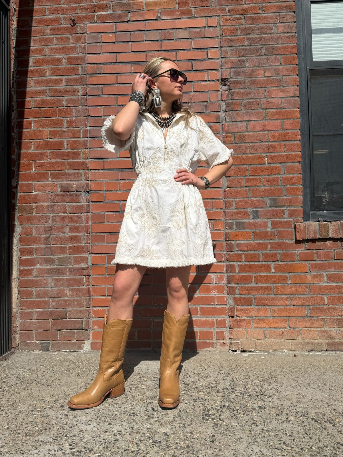 Blanc Petal Pullover Dress - EM739