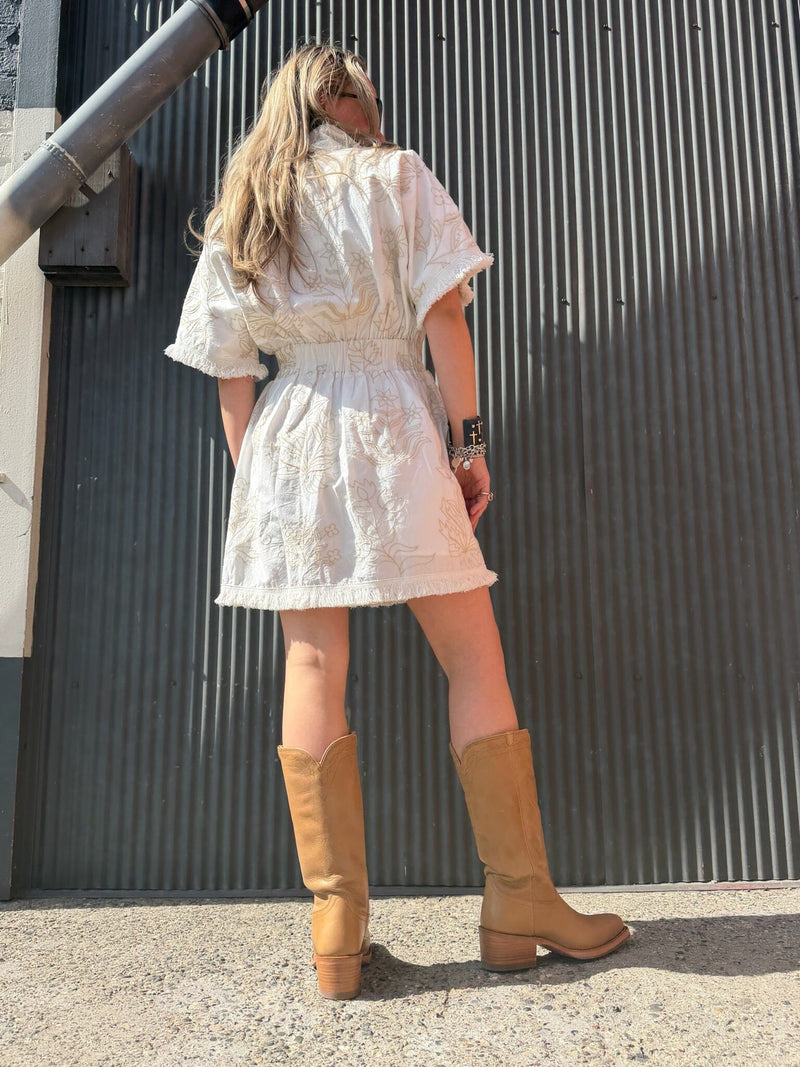 Blanc Petal Pullover Dress - EM739