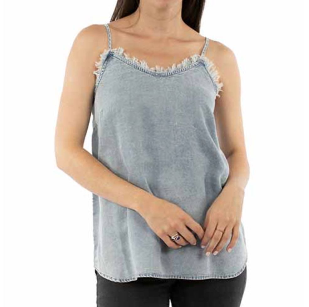 Blue Denim Frayed Tank - HC963
