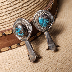 Blue Diamond Turquoise Squash Blossom & Earrings - SQVO1