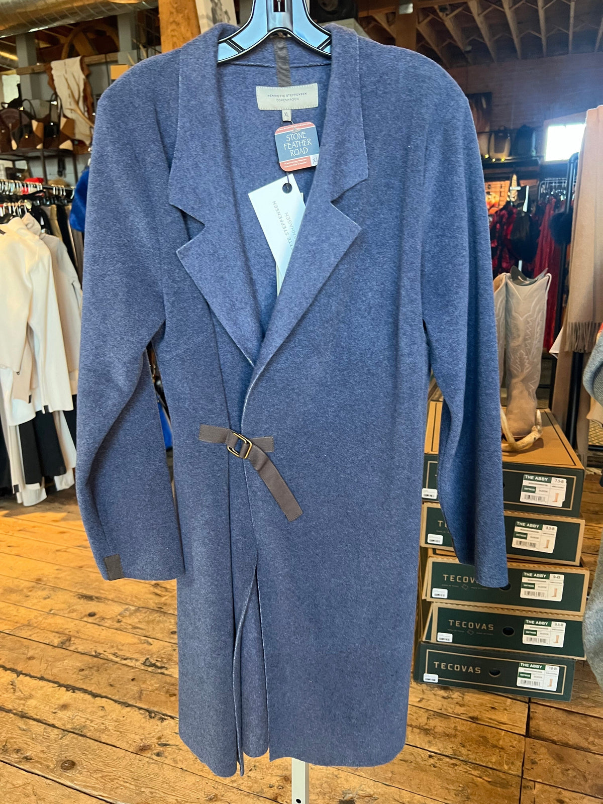 Blue Fleece Side Tie Blazer - Henriette Steffensen - JHS6