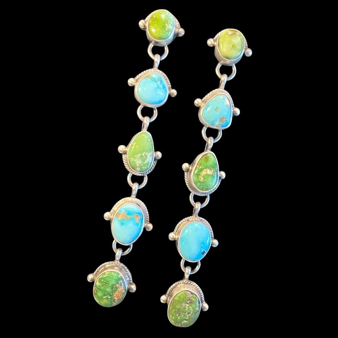 Blue & Green Turquoise Drop Earring - EITG4