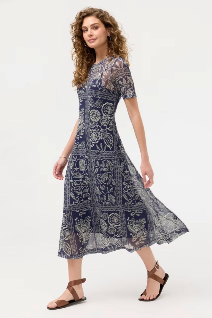 Blue Mesh Tee Dress - T33026