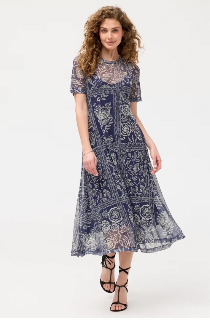 Blue Mesh Tee Dress - T33026