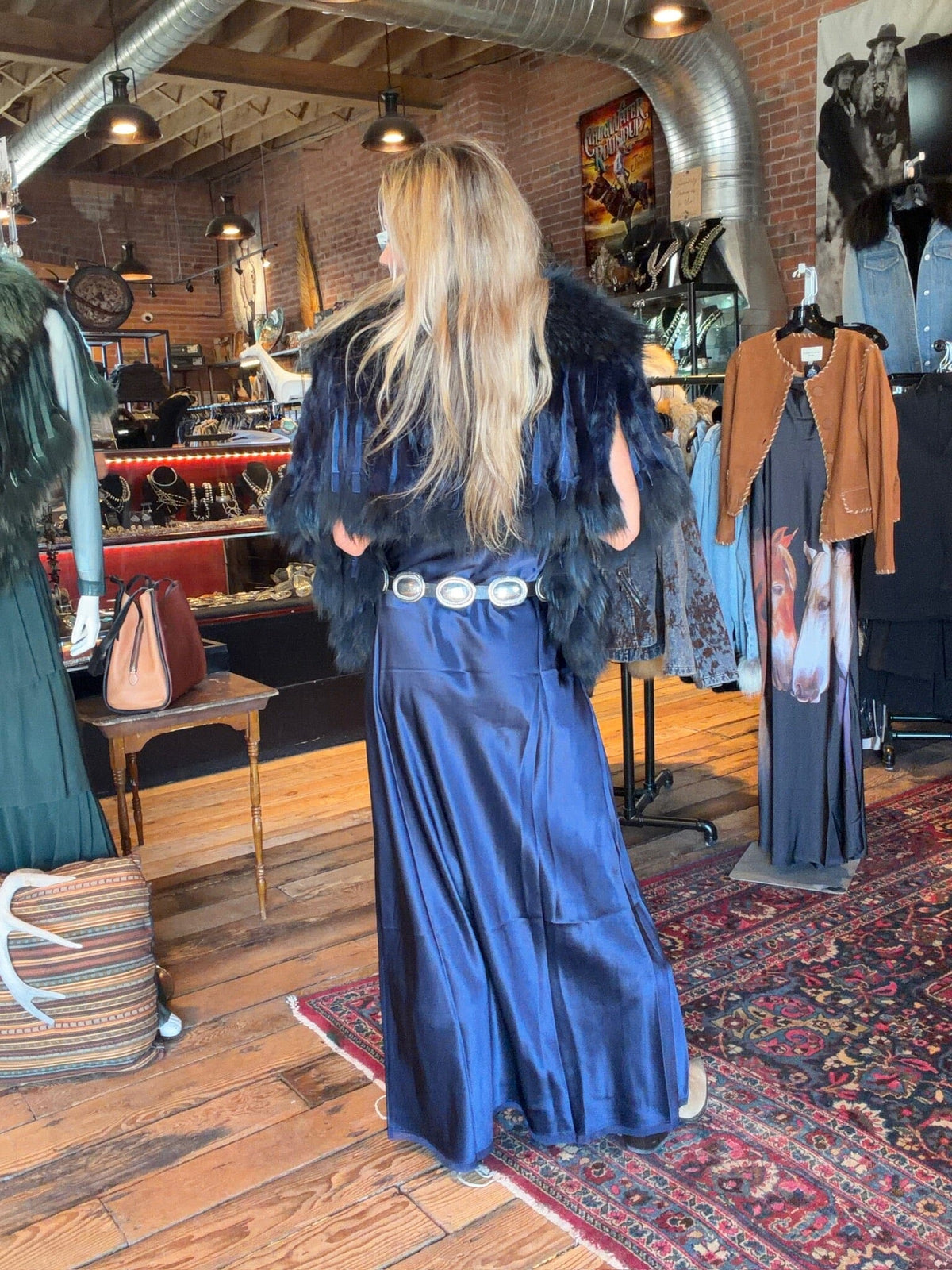 Blue Night Silk Slip Dress - Johnny Was - L32526BN