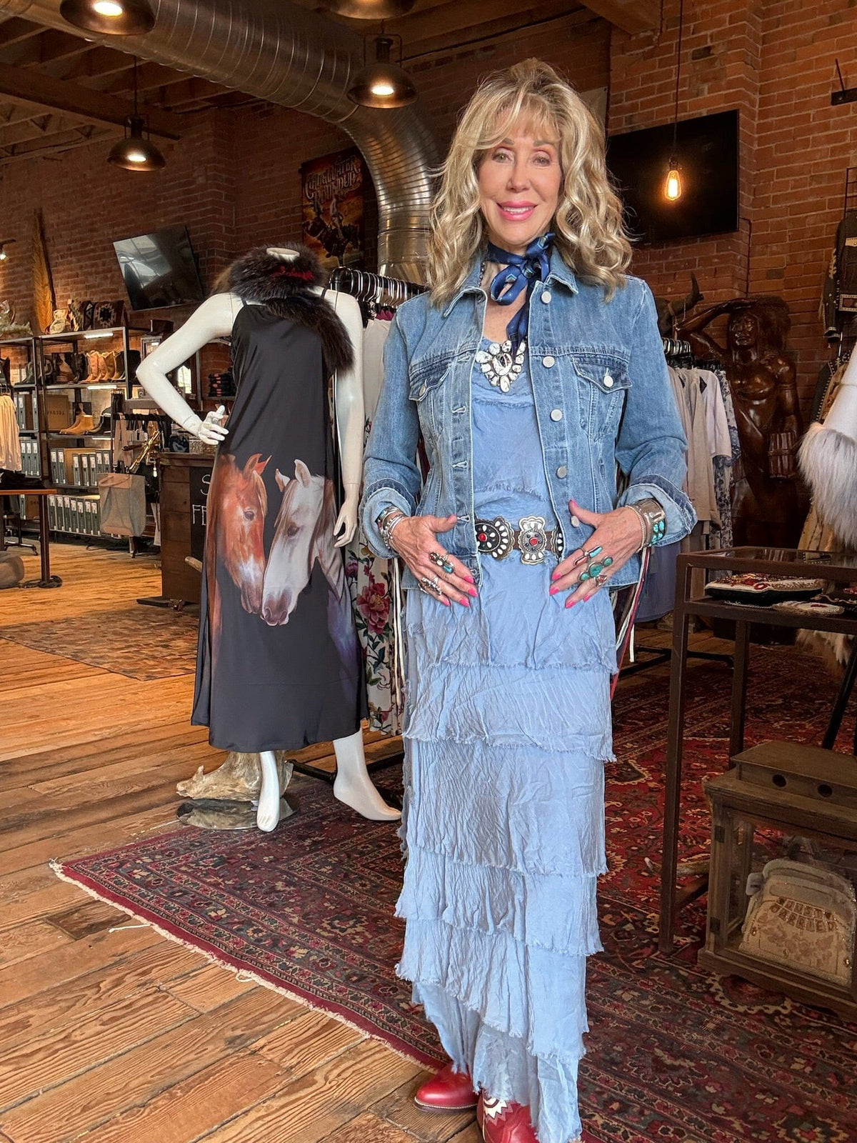 Blue Silk Tiered Maxi Dress- DGG2-BL
