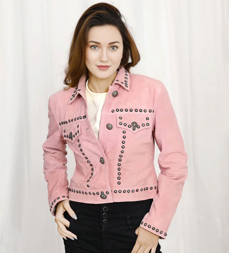 Blush Leather Studded Jacket - 42AD