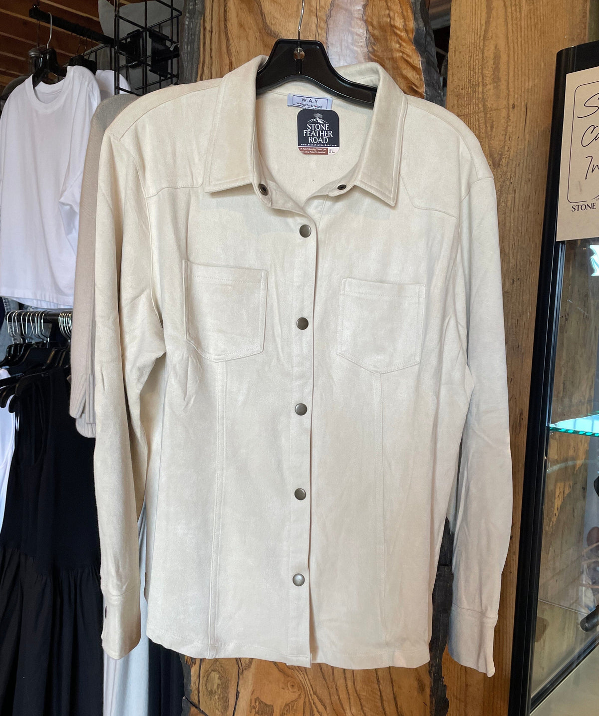 Bone Faux Suede Snap Shirt - 4304B