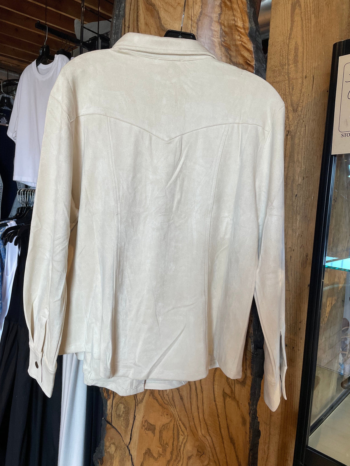 Bone Faux Suede Snap Shirt - 4304B